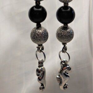 No 490 Handmade earrings with Tibetan silver seahorses charms